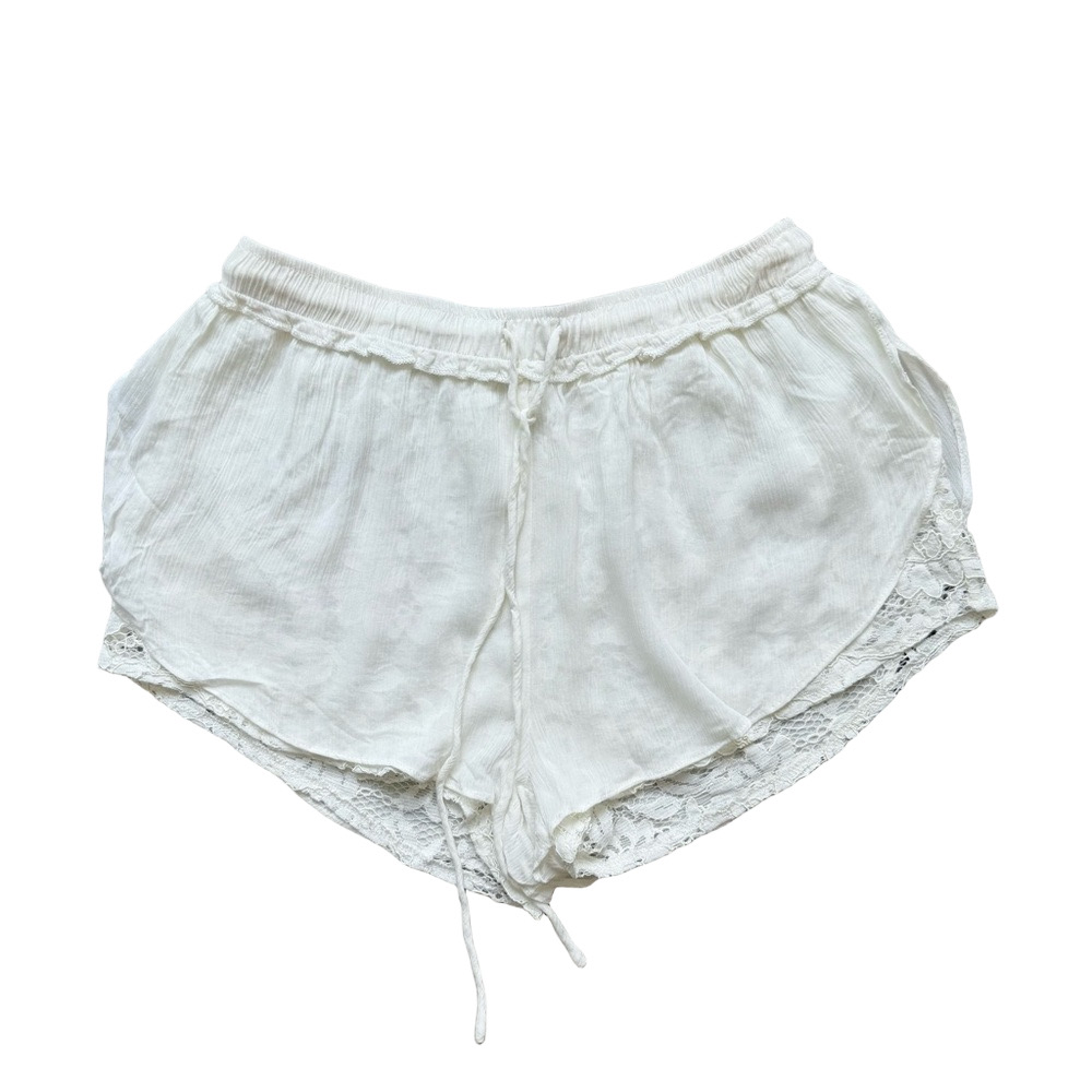 Mahina Cream Lace Accent Shorts Size S Boho Festival Resort Beach Summer